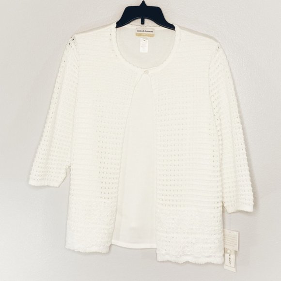 Alfred Dunner Tops - Alfred Dunner Pointelle Top Plus Size White